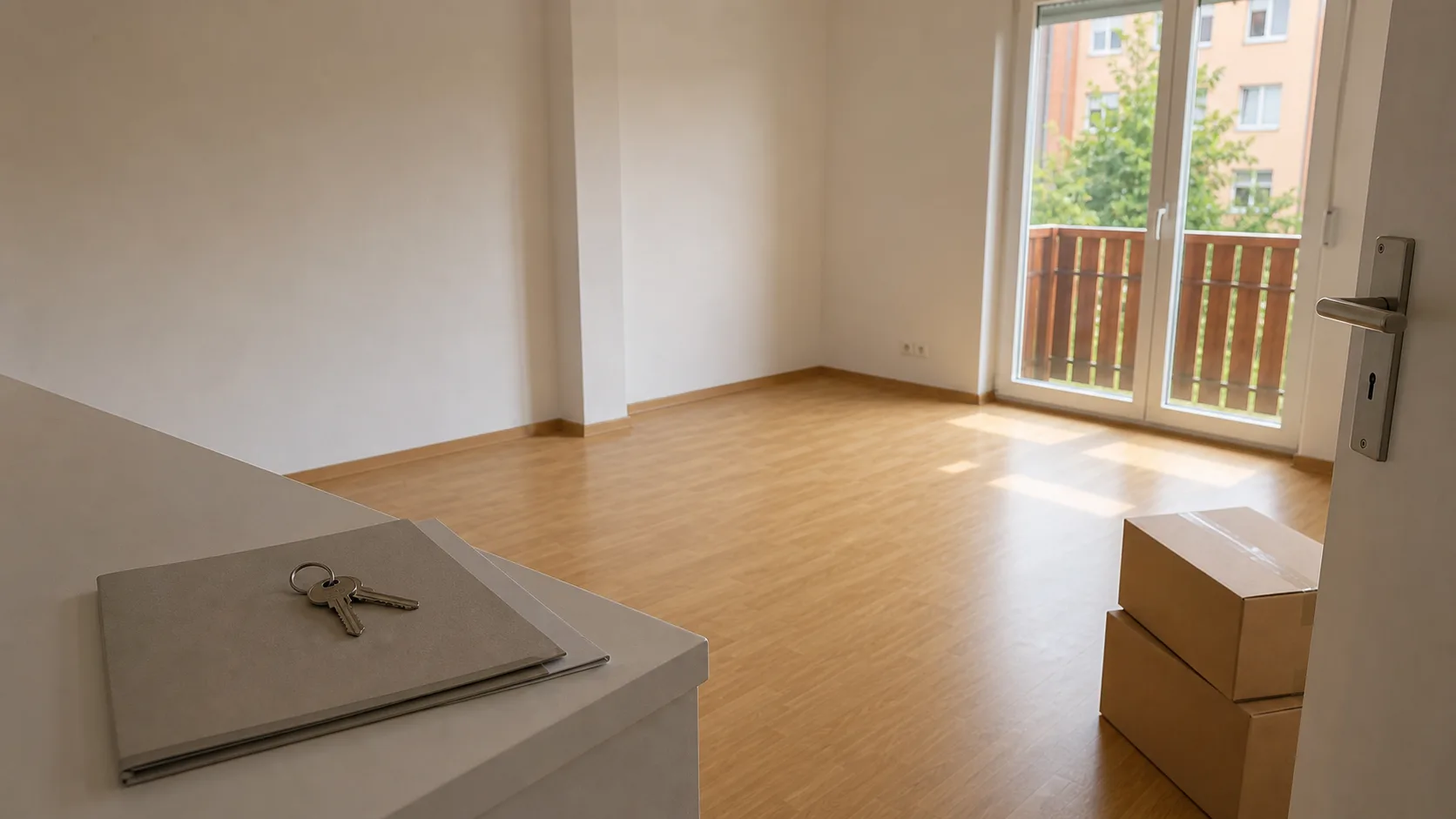 Besenrein vorbereitete Wohnung in Hilden nach Wohnungsauflösung mit Schlüssel und Übergabeprotokoll